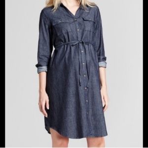 Denim Button Up Maternity Dress